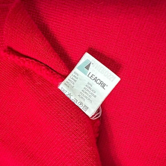 Vintage 70s Lanerossi Red Edge to edge knitted long line jacket cardigan Large - Picture 12 of 12